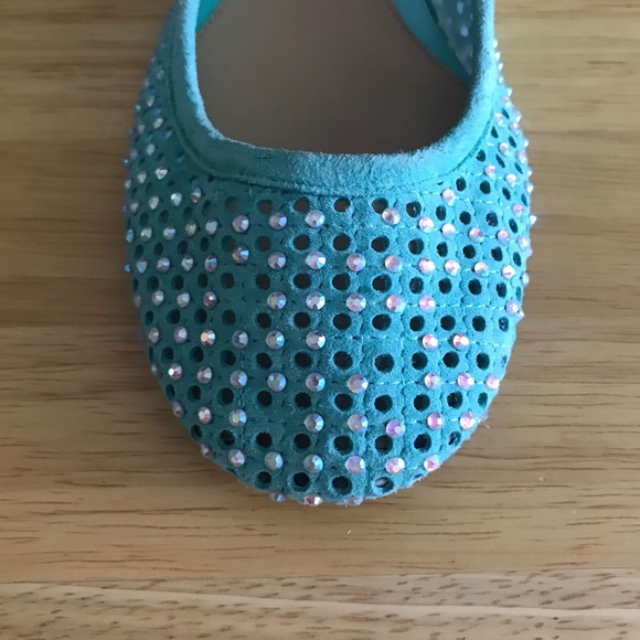BRAND NEW ANTONIO MELANI TEAL RHINESTONE FLATS SIZE 8.5 - Picture 6 of 6